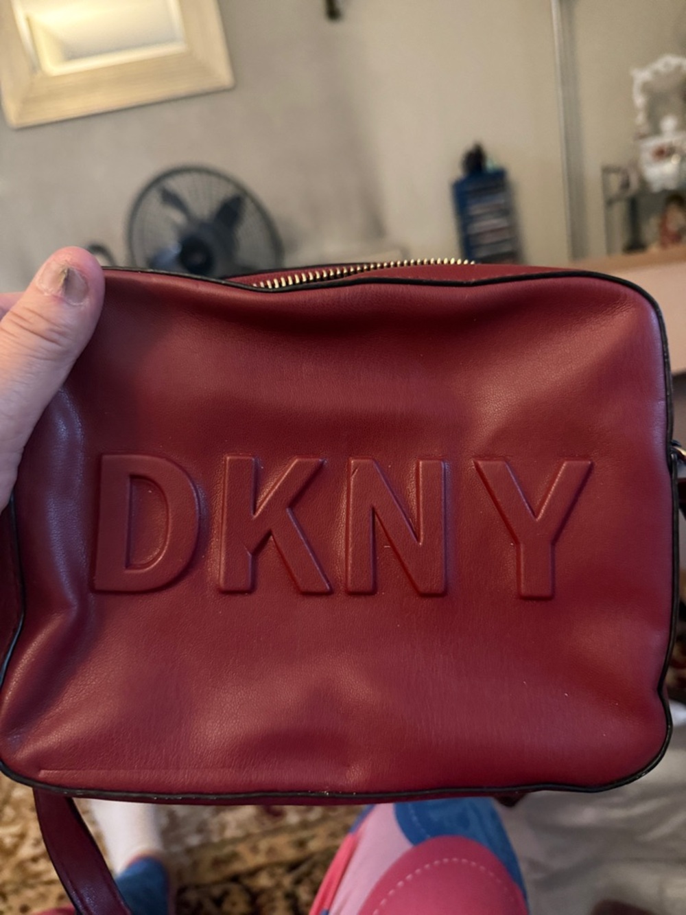 DKNY Woman’s Red Leather Belt Bag with Embossed Logo